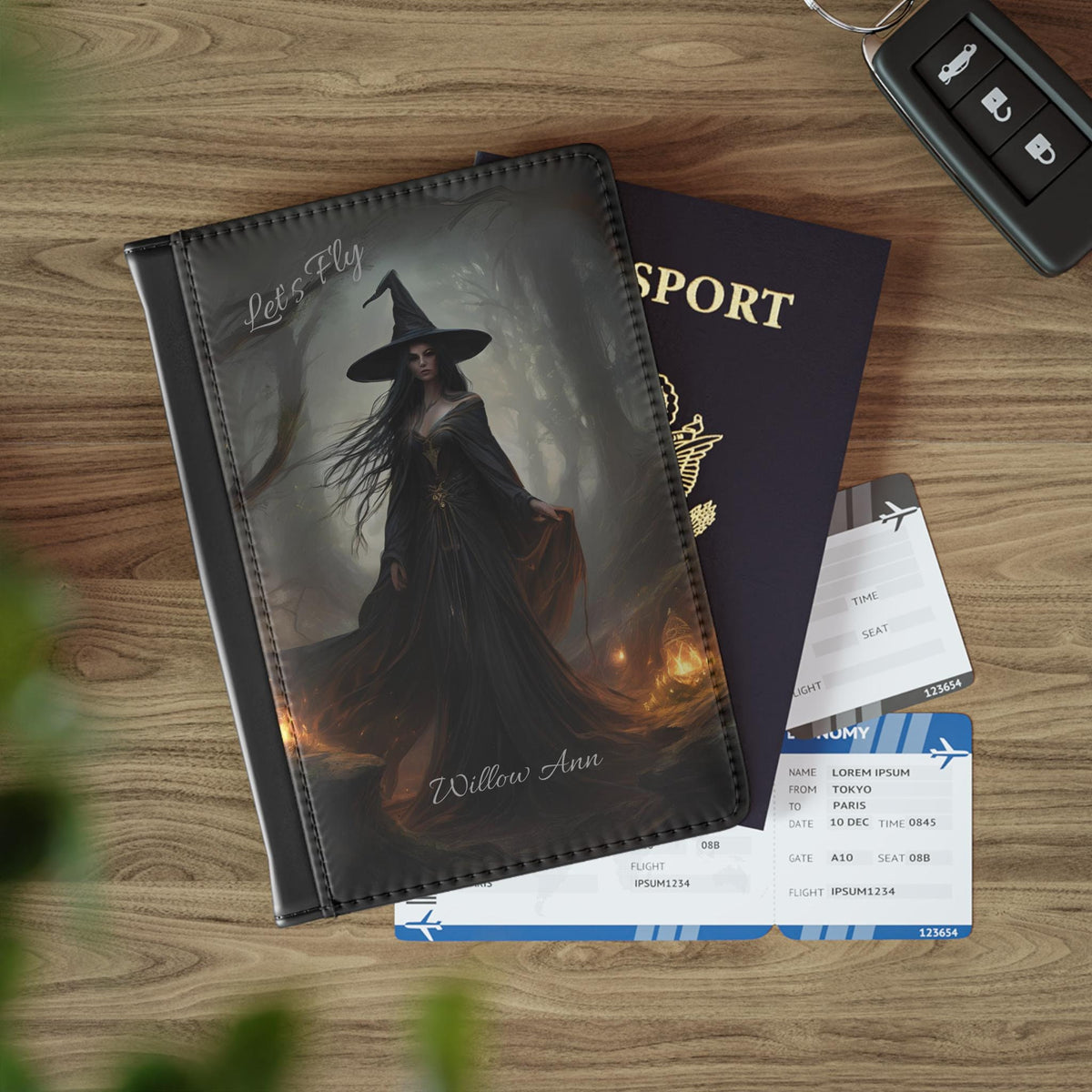 Gift Idea for Witchy Traveler Birthday Graduation Retirement Passport Cover: Black Cat Boho Witches Travel Accessory for Sister in Law Gift