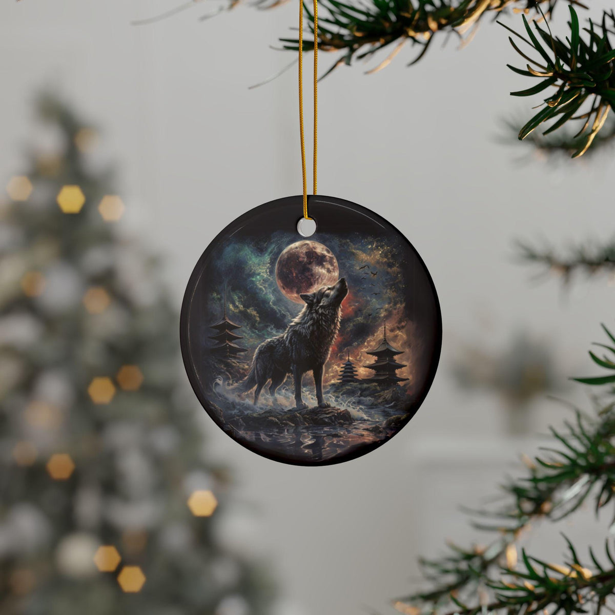 Viking Norse Gift Idea for Pagan Bestie Yule Gift for the Holidays Wolf Christmas Ornament for Dad Spirit Animal Totem Yule Christmas Gift