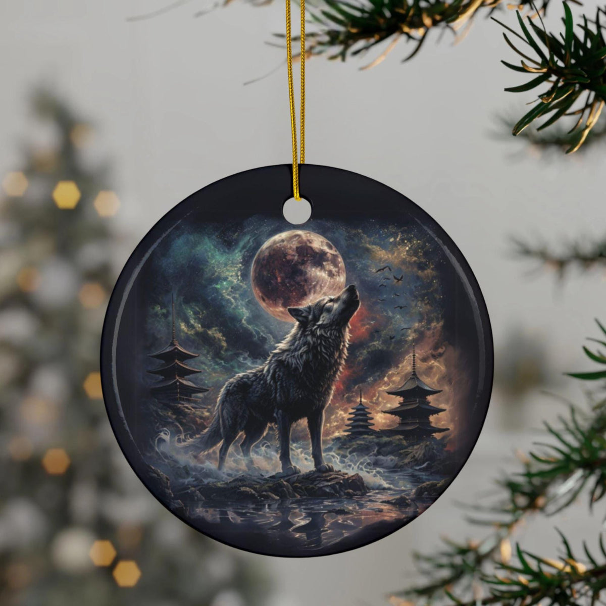 Viking Norse Gift Idea for Pagan Bestie Yule Gift for the Holidays Wolf Christmas Ornament for Dad Spirit Animal Totem Yule Christmas Gift