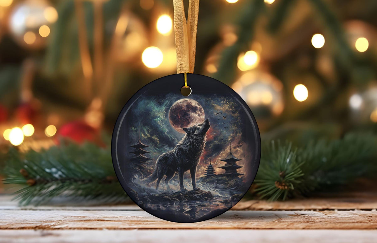 Viking Norse Gift Idea for Pagan Bestie Yule Gift for the Holidays Wolf Christmas Ornament for Dad Spirit Animal Totem Yule Christmas Gift