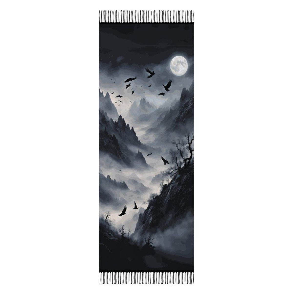 Dark Romance Raven Scarf for Pagan Gift Edgar Allan Poe Neck Warmer for Bestie Moody Gothic Cape Sorcière Crow Wrap for Halloween Festival