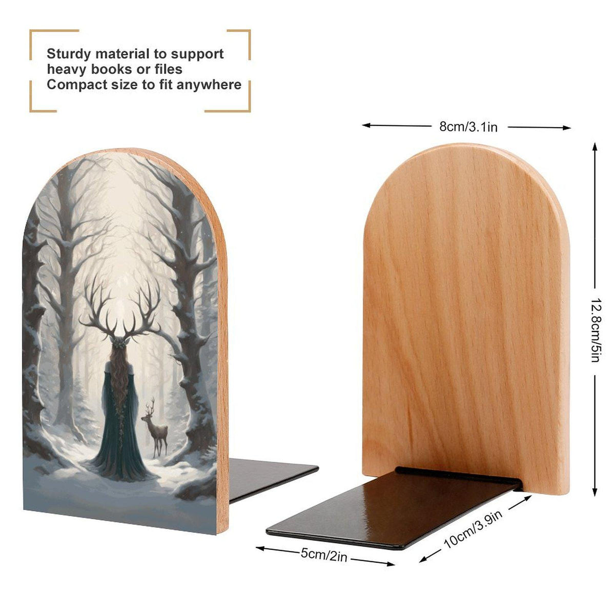 Elen of the Ways Witchy Forestcore Bookend Gift Idea for Book Lover Yule Witch Wood Bookends Cottagecore Holiday Decor Winter Solstice Gift