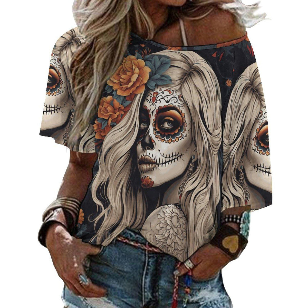 Mexican Mama Floral Skull Day of the Dead Dia de los Muertos Flower Sugar Skull