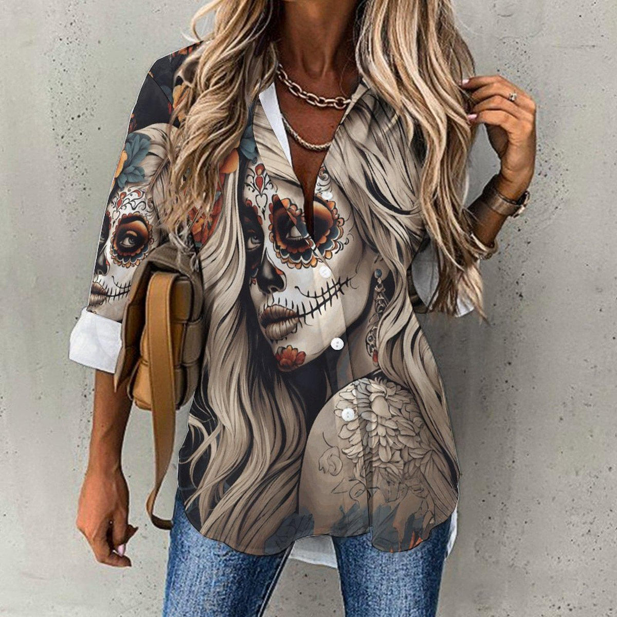 Perfect Halloween Trick or Treat Shirt for Mom Day of the Dead Womens Sugar Skull
