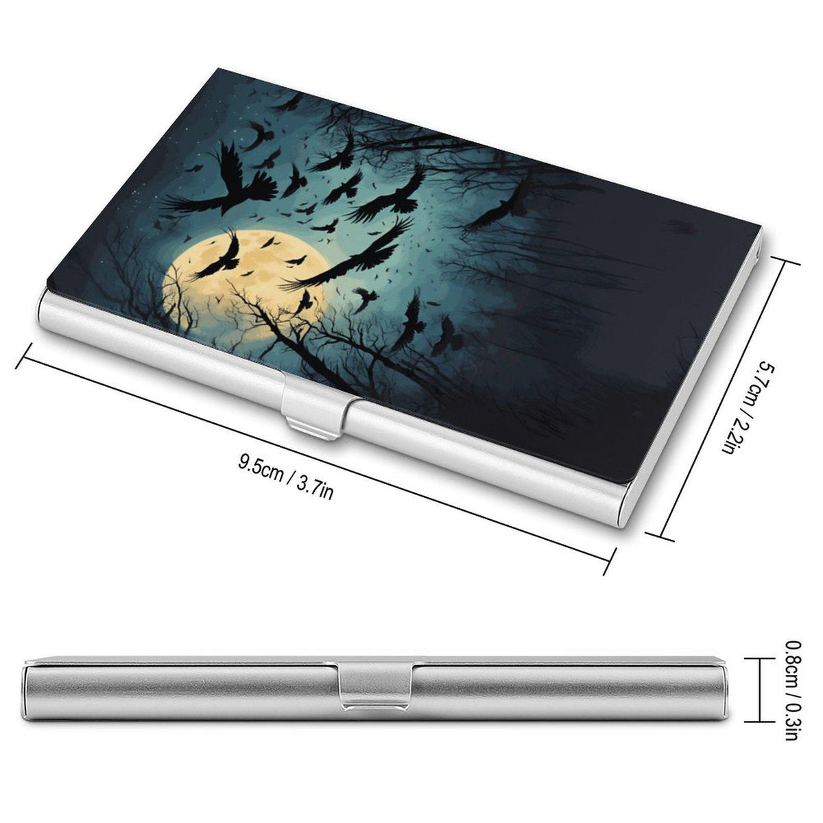 Full Moon Crow Card Holder Witchy Stash Box Gift