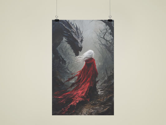 Manon and Dragon Silk Poster: Throne of Glass Inspired Fantasy Art Fierce Artwork Sarah J. Maas Acotar Merch Book Nook Booktok Literary Gift