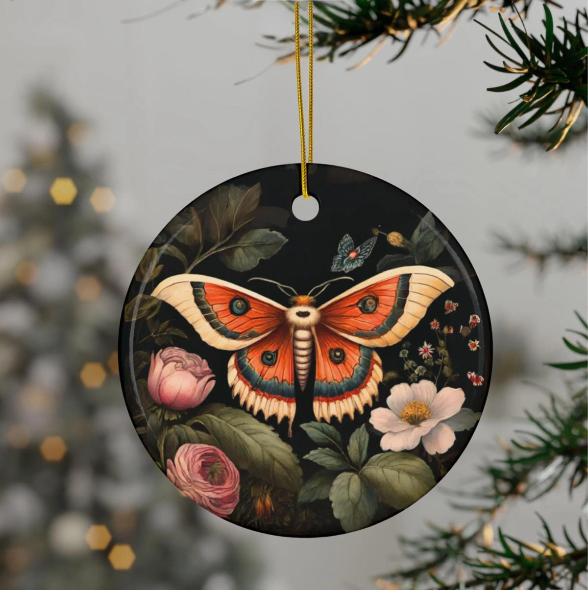 Cottagecore Lunamoth Blessed Yule Ornament