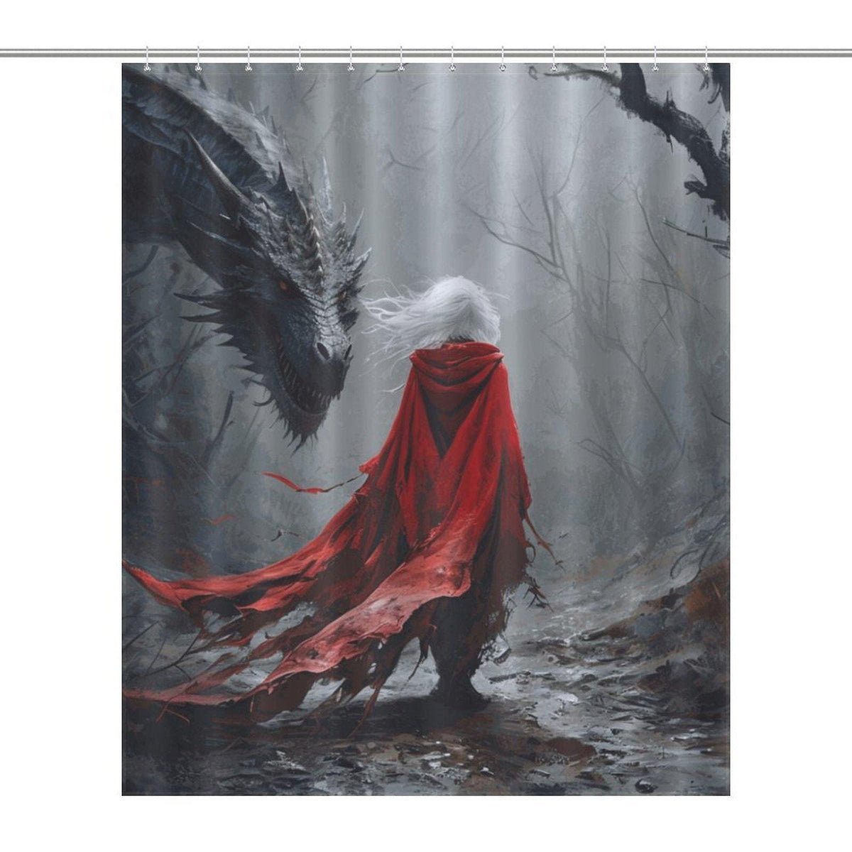 Mystical Dragon Shower Curtain: Sarah J Maas inspired Fantasy Art Decor