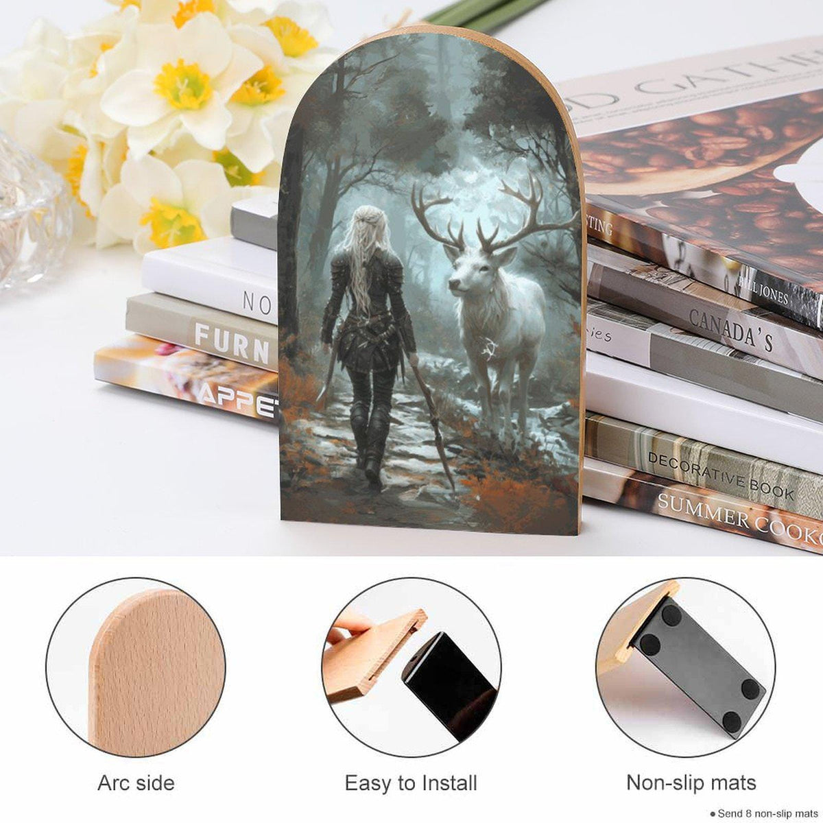 Reading Nook Decor Book Nook Book Gifts Throne of Glass Merch Bookish Gift for Sarah J Maas Fans Manon Blackbeak Wood Bookend Acotar Fantasy