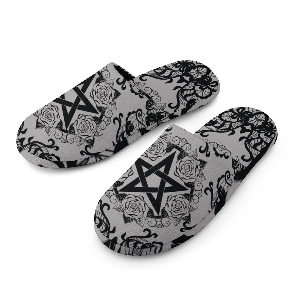 Pagan Pentagram Rose Lace Slippers