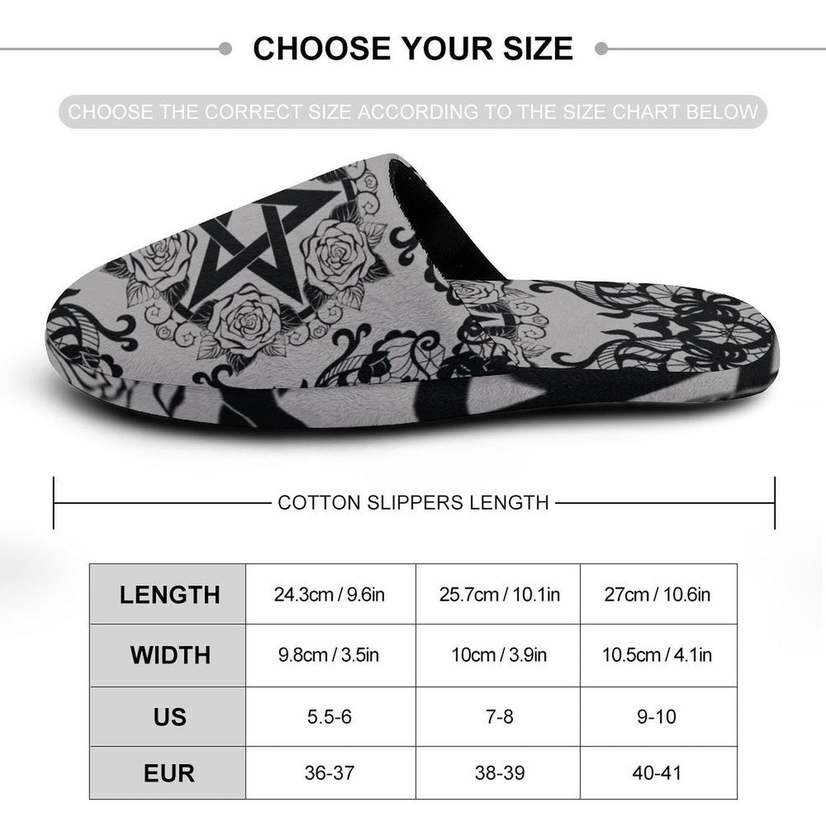 Pagan Pentagram Rose Lace Slippers
