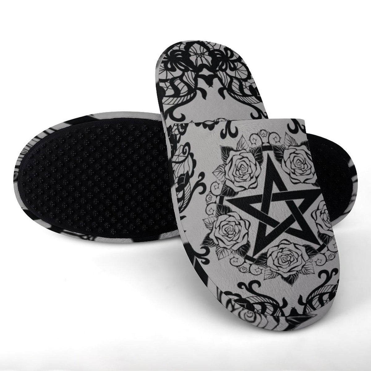 Pagan Pentagram Rose Lace Slippers