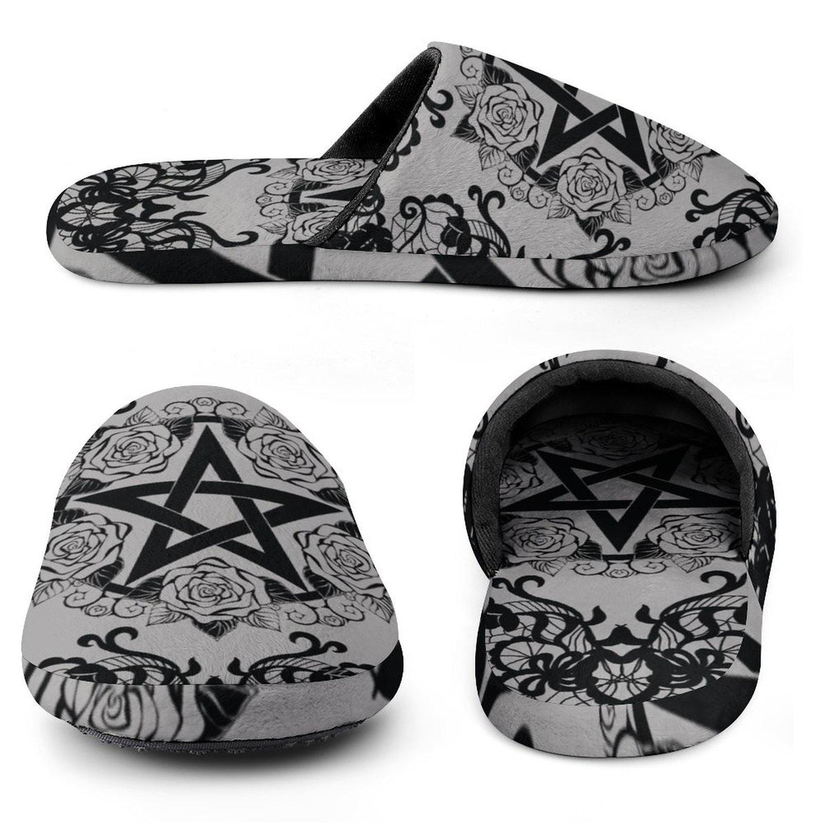 Pagan Pentagram Rose Lace Slippers