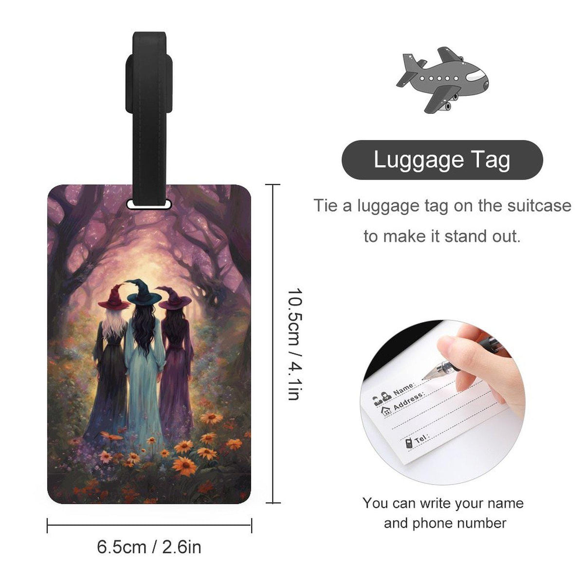 Witchcore Luggage Tag: Sisterhood of Witches, Personalized Witch Name Tag