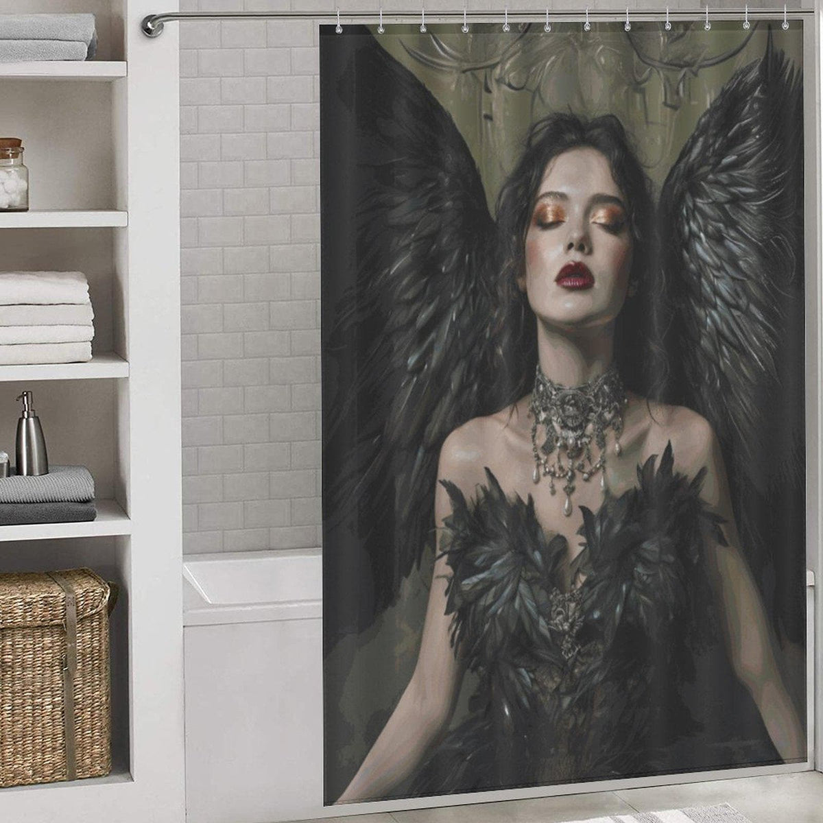 Goddess Lilith Shower Curtain: Witchy Whimsigoth Bathroom Decor