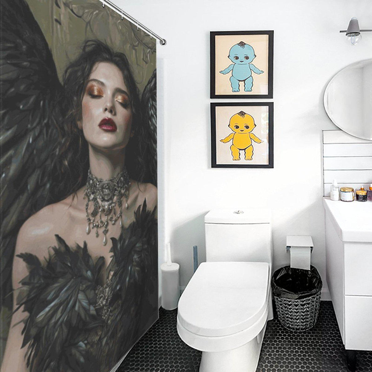 Goddess Lilith Shower Curtain: Witchy Whimsigoth Bathroom Decor