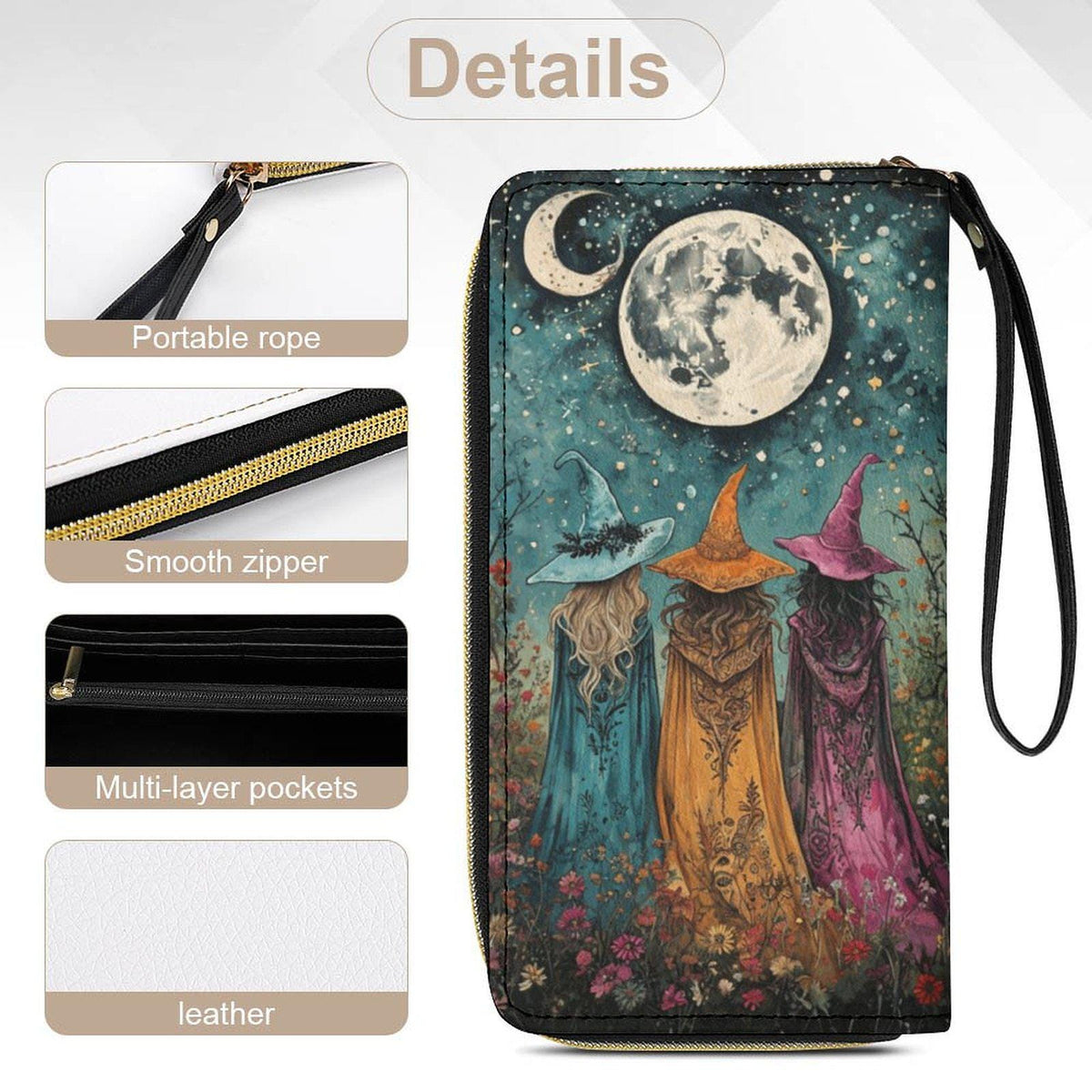 Sisterhood Witches Faux Leather Wallet with Wristlet Strap