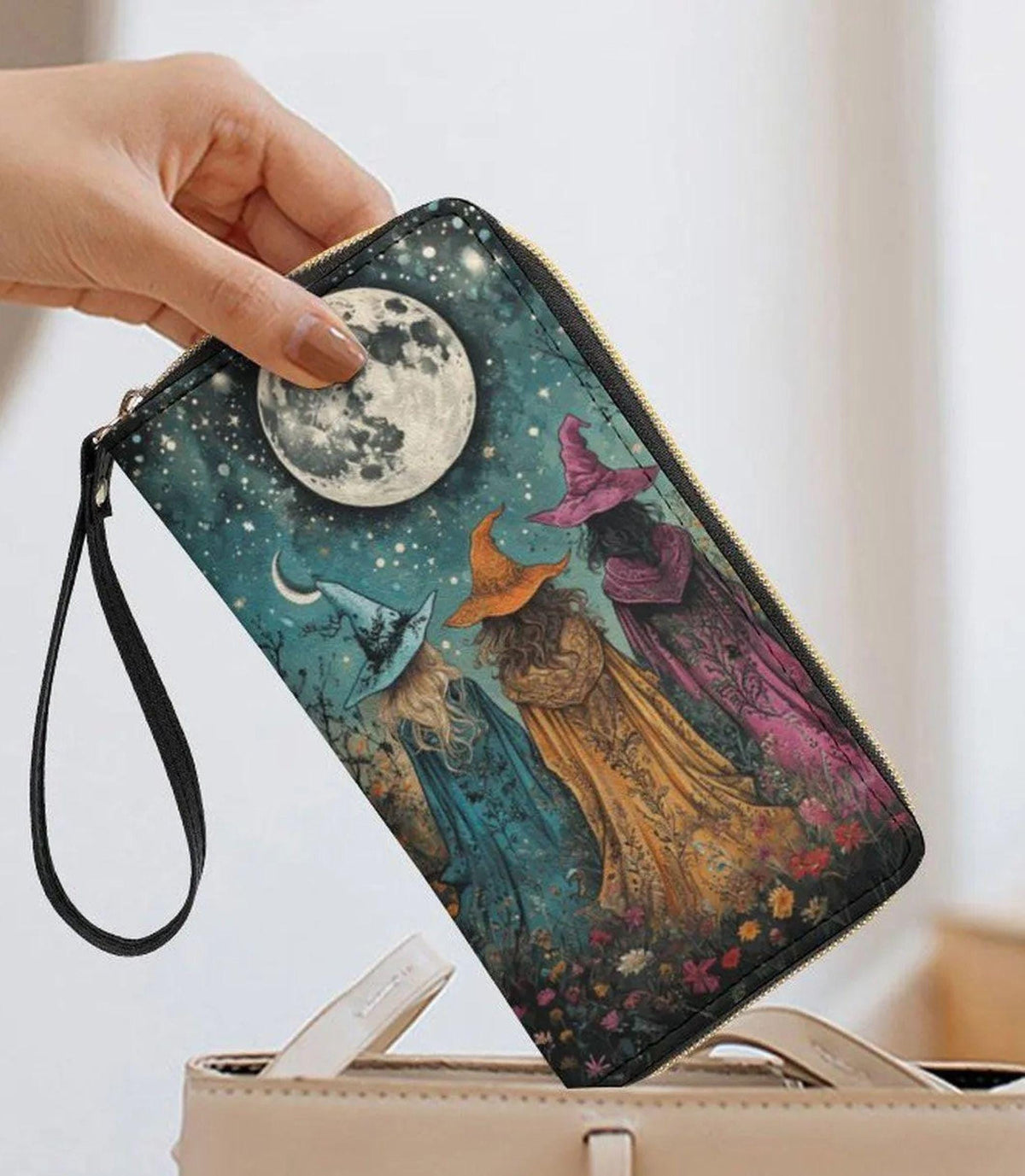 Sisterhood Witches Faux Leather Wallet with Wristlet Strap