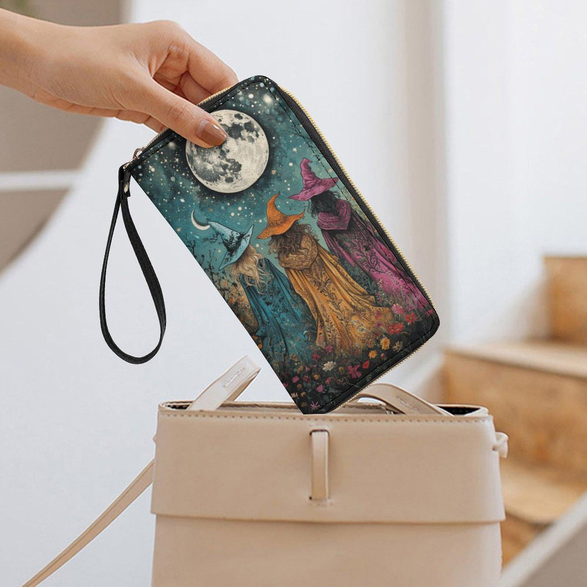 Sisterhood Witches Faux Leather Wallet with Wristlet Strap