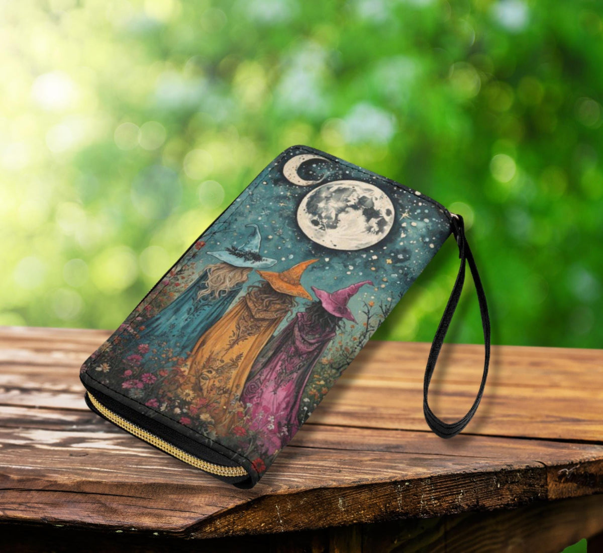 Sisterhood Witches Faux Leather Wallet with Wristlet Strap
