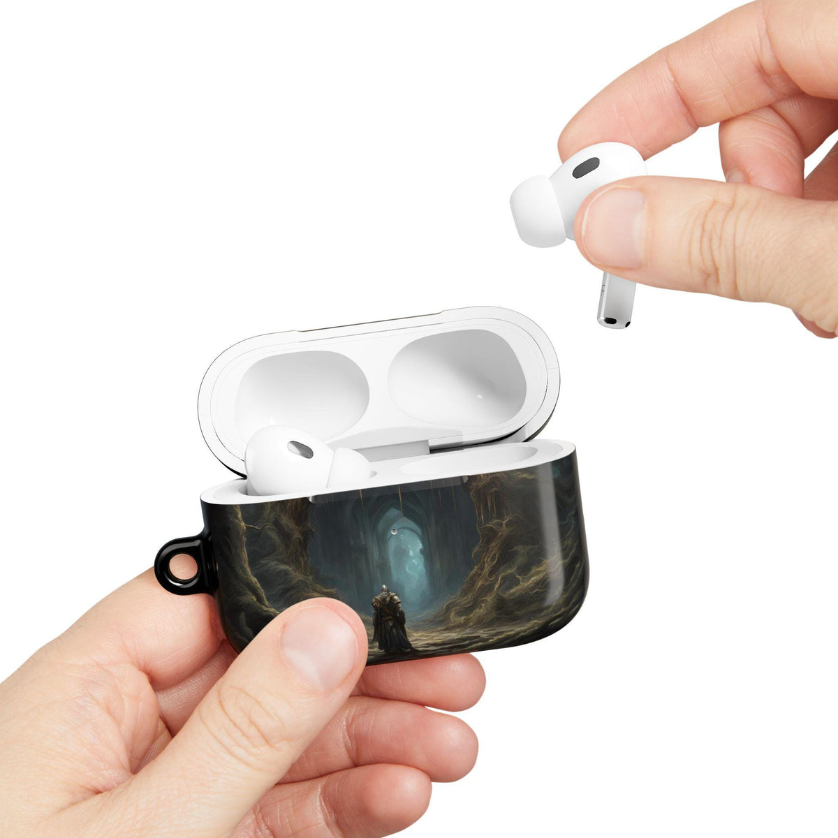 Elden Ring AirPod Case Fantasy Art Earbud Holder for Gamer Fantasy Art Magical Scene Earbud Holder Gift for Gamer Dragonborn Geeky Accessory