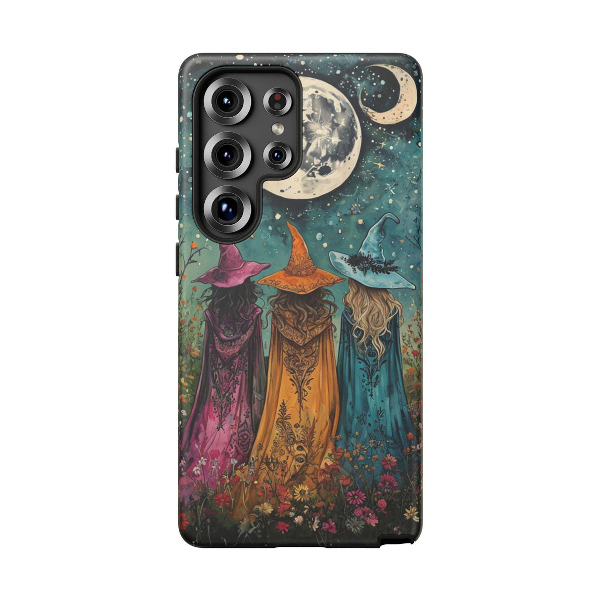 Three Witches Halloween Samsung Phone Case: Mystical Moon Design