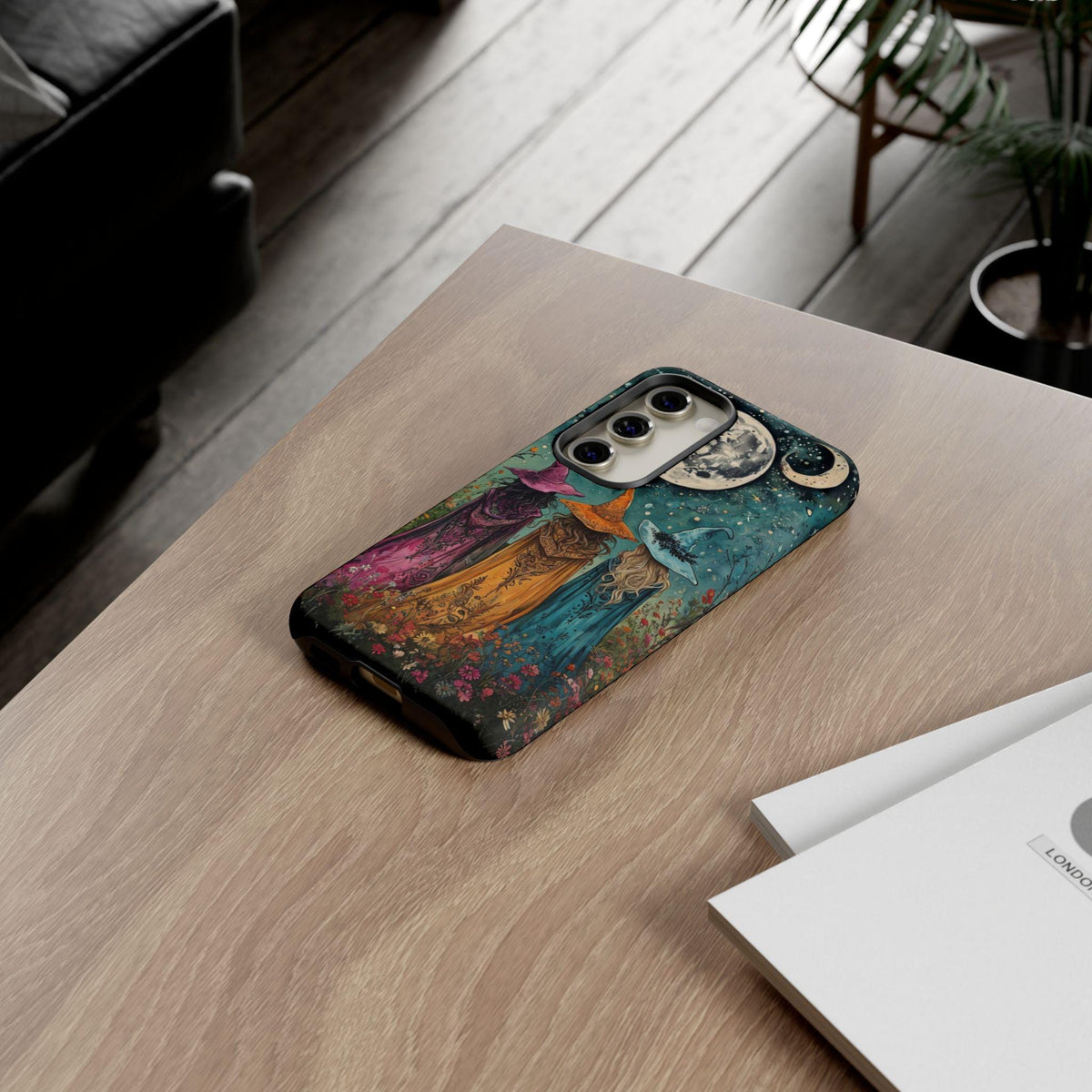 Three Witches Halloween Samsung Phone Case: Mystical Moon Design