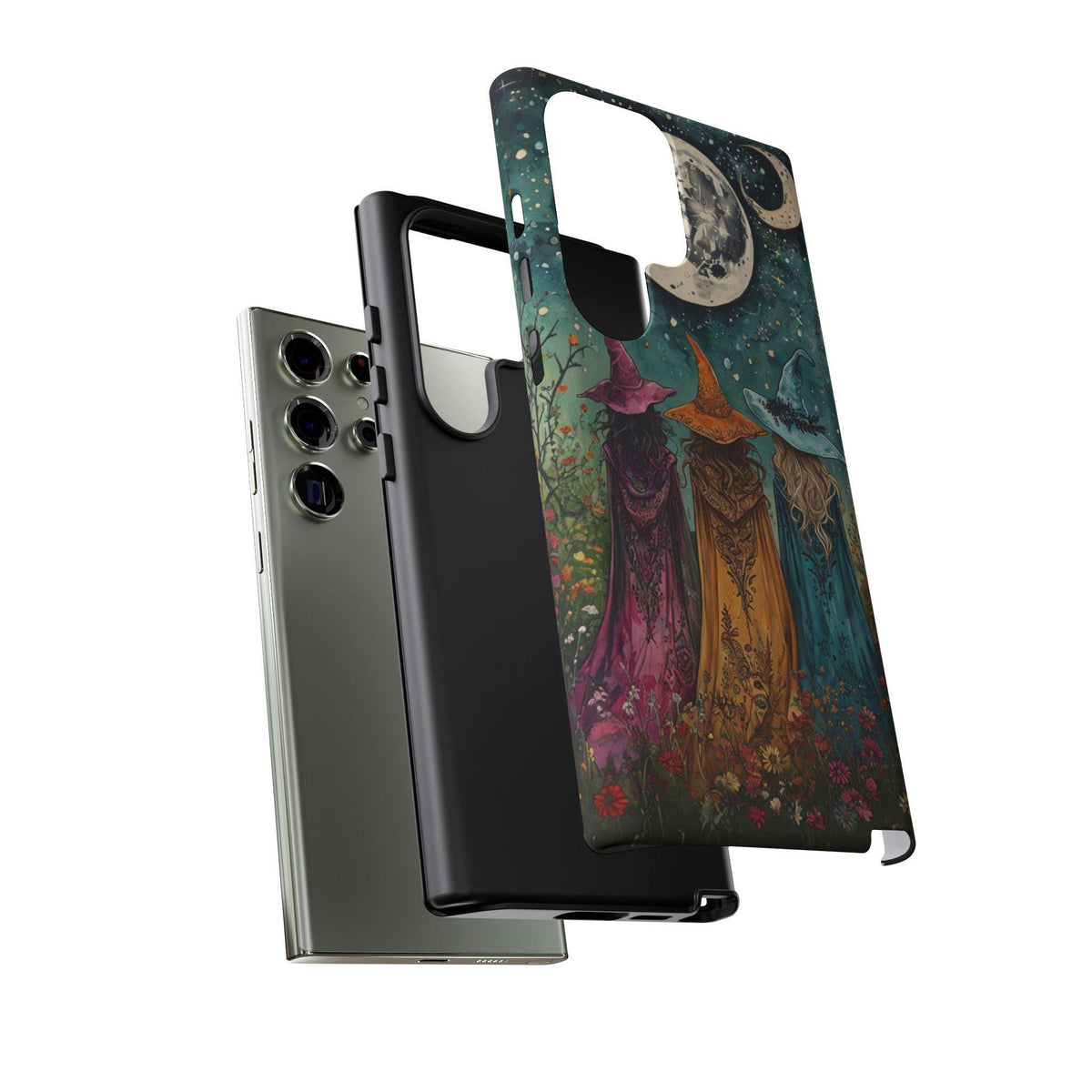 Three Witches Halloween Samsung Phone Case: Mystical Moon Design