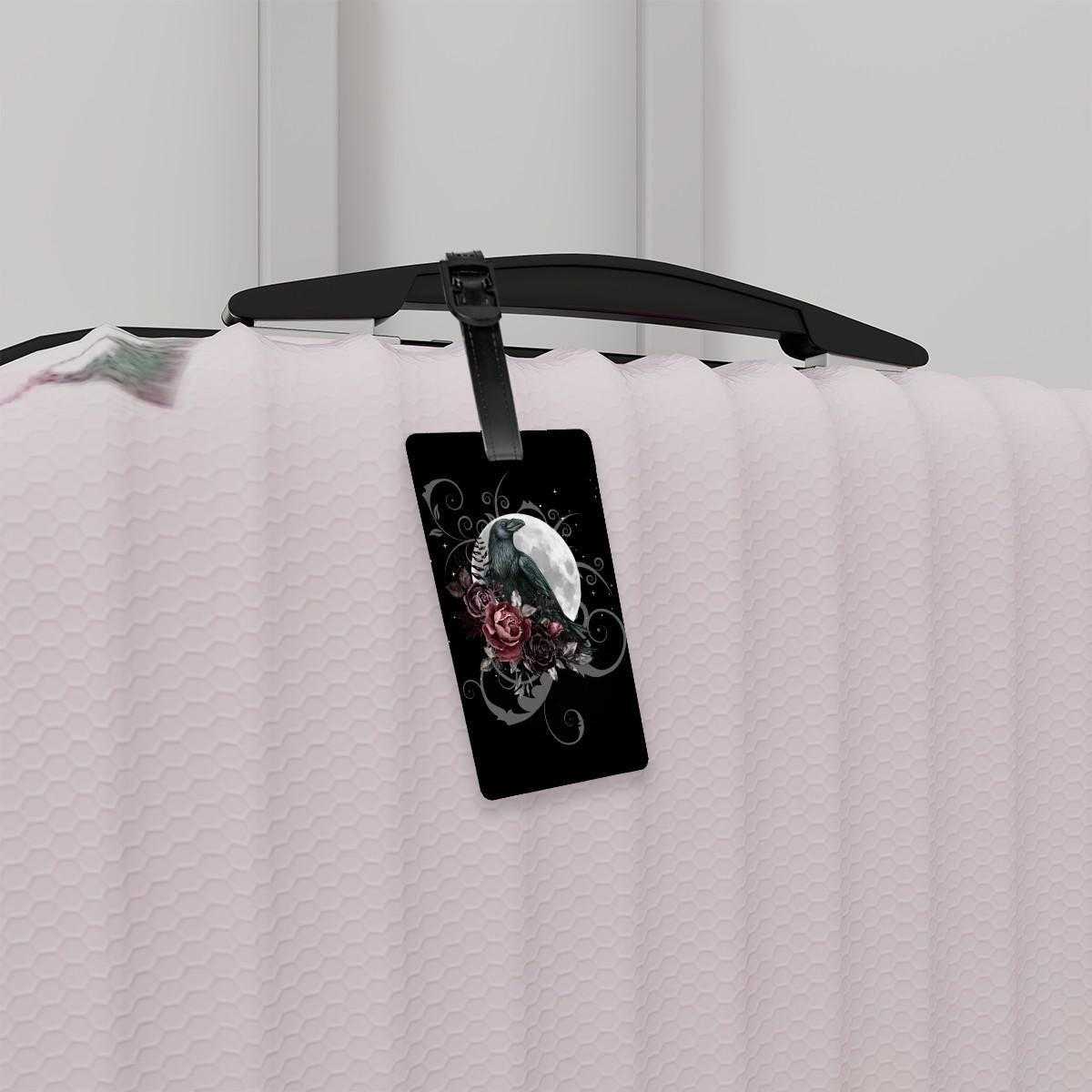 Gothic Travel Halloween Luggage Accessory Giftforher Mystical Crow Suitcase Tag Dark Academia Witch Essentials For the Holidays Solstice