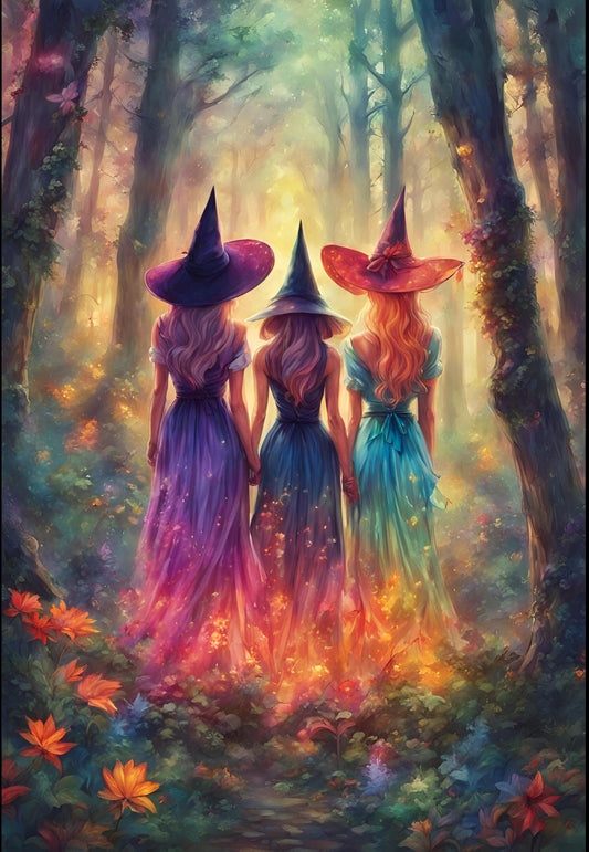 Ethereal Witches Mystical Forest Scene Design Collection