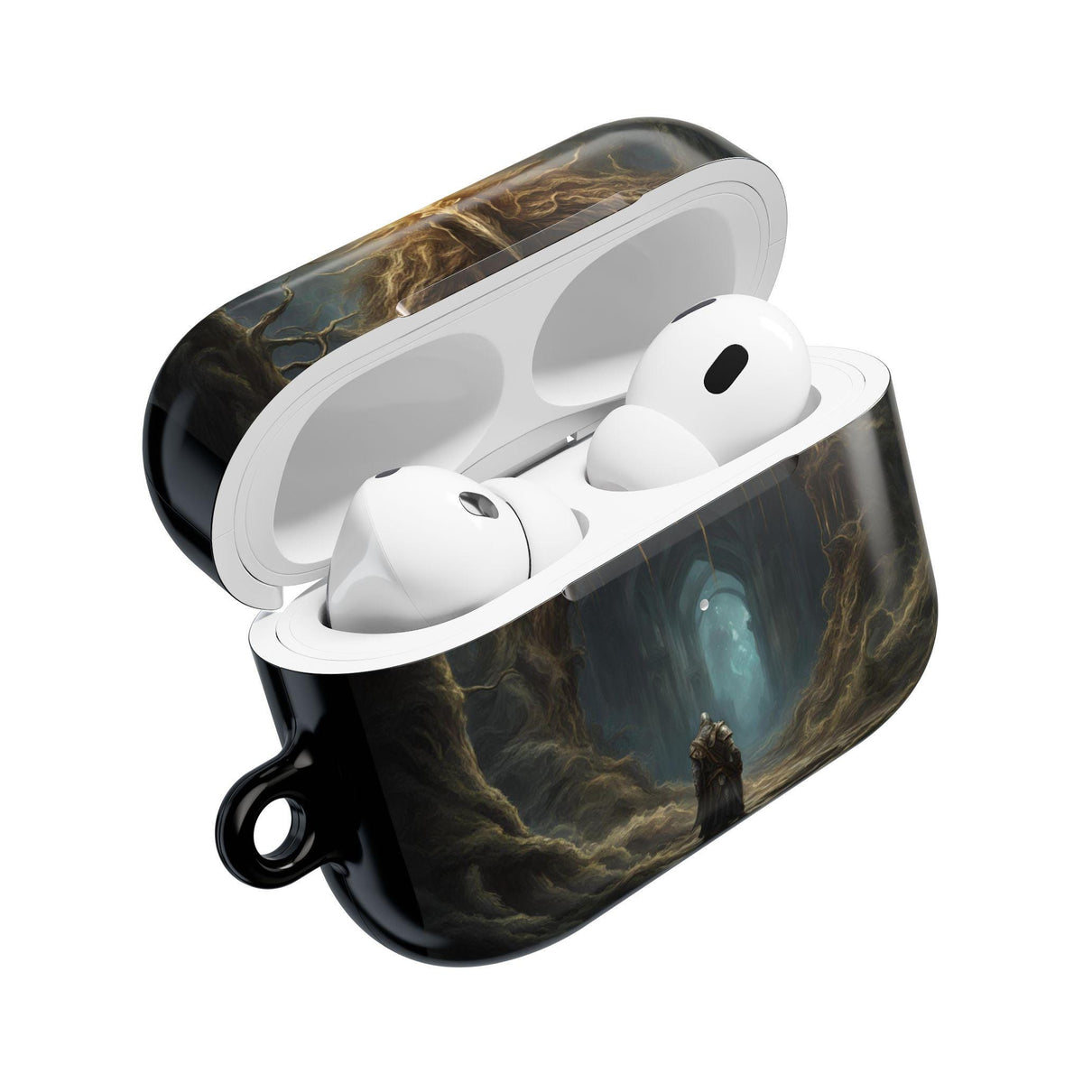 Elden Ring AirPod Case Fantasy Art Earbud Holder for Gamer Fantasy Art Magical Scene Earbud Holder Gift for Gamer Dragonborn Geeky Accessory