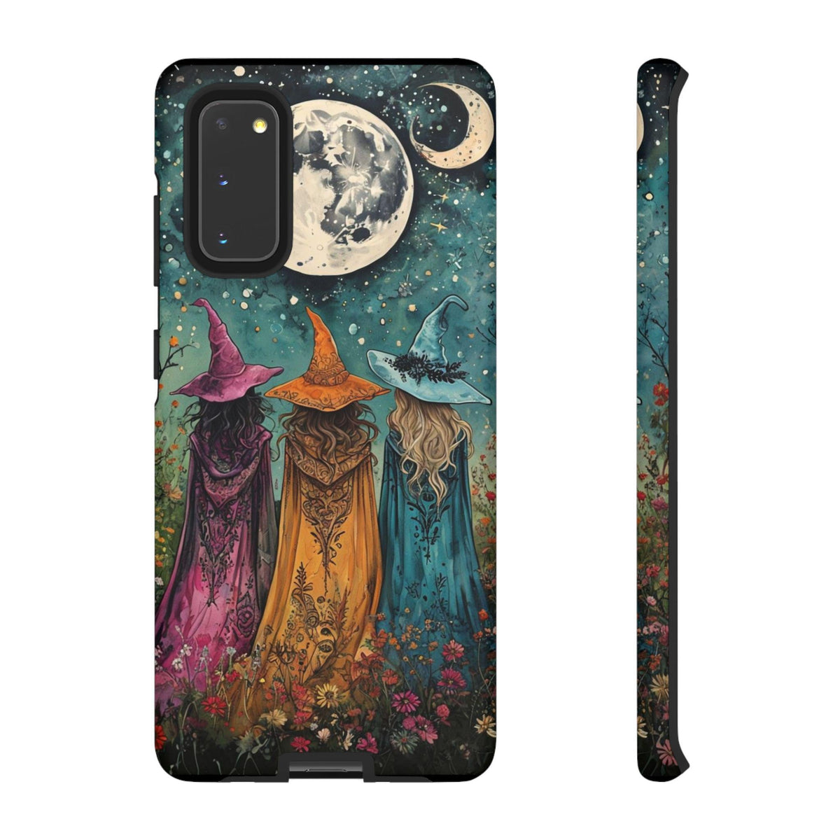Three Witches Halloween Samsung Phone Case: Mystical Moon Design