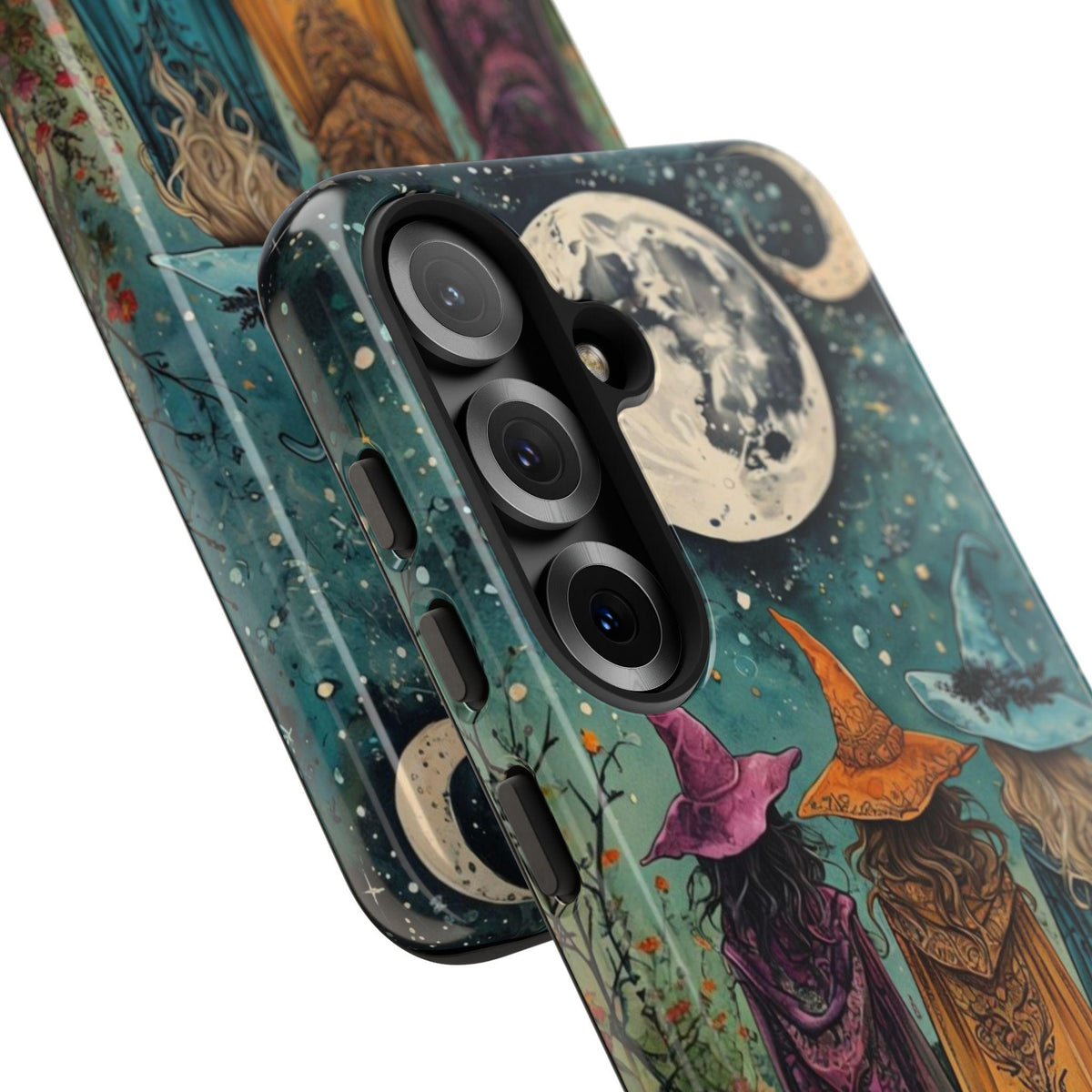 Three Witches Halloween Samsung Phone Case: Mystical Moon Design