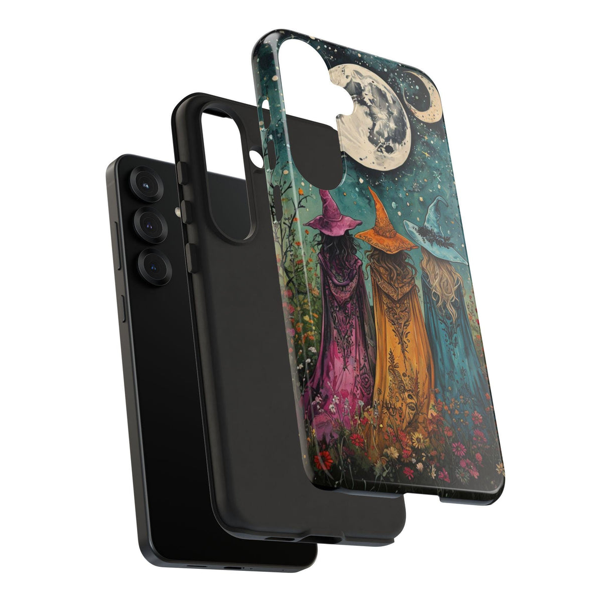 Three Witches Halloween Samsung Phone Case: Mystical Moon Design