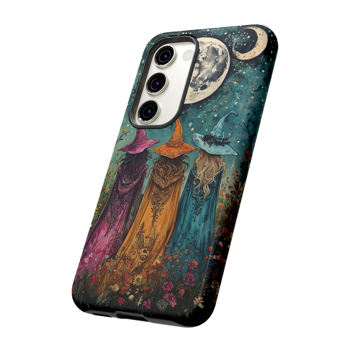 Three Witches Halloween Samsung Phone Case: Mystical Moon Design