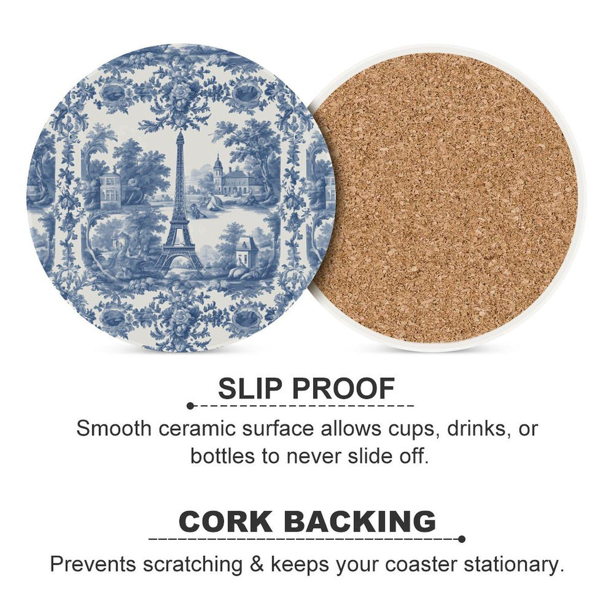 Grand Millennial Housewarming Gift Shabby Chic French Toile Ceramic Coaster Set Toile de Jouy Home Decor Birthday Gift For Garden Lover