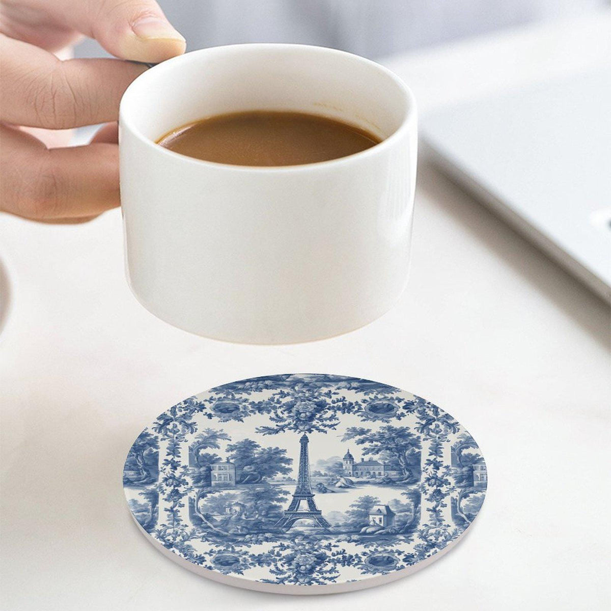 Grand Millennial Housewarming Gift Shabby Chic French Toile Ceramic Coaster Set Toile de Jouy Home Decor Birthday Gift For Garden Lover