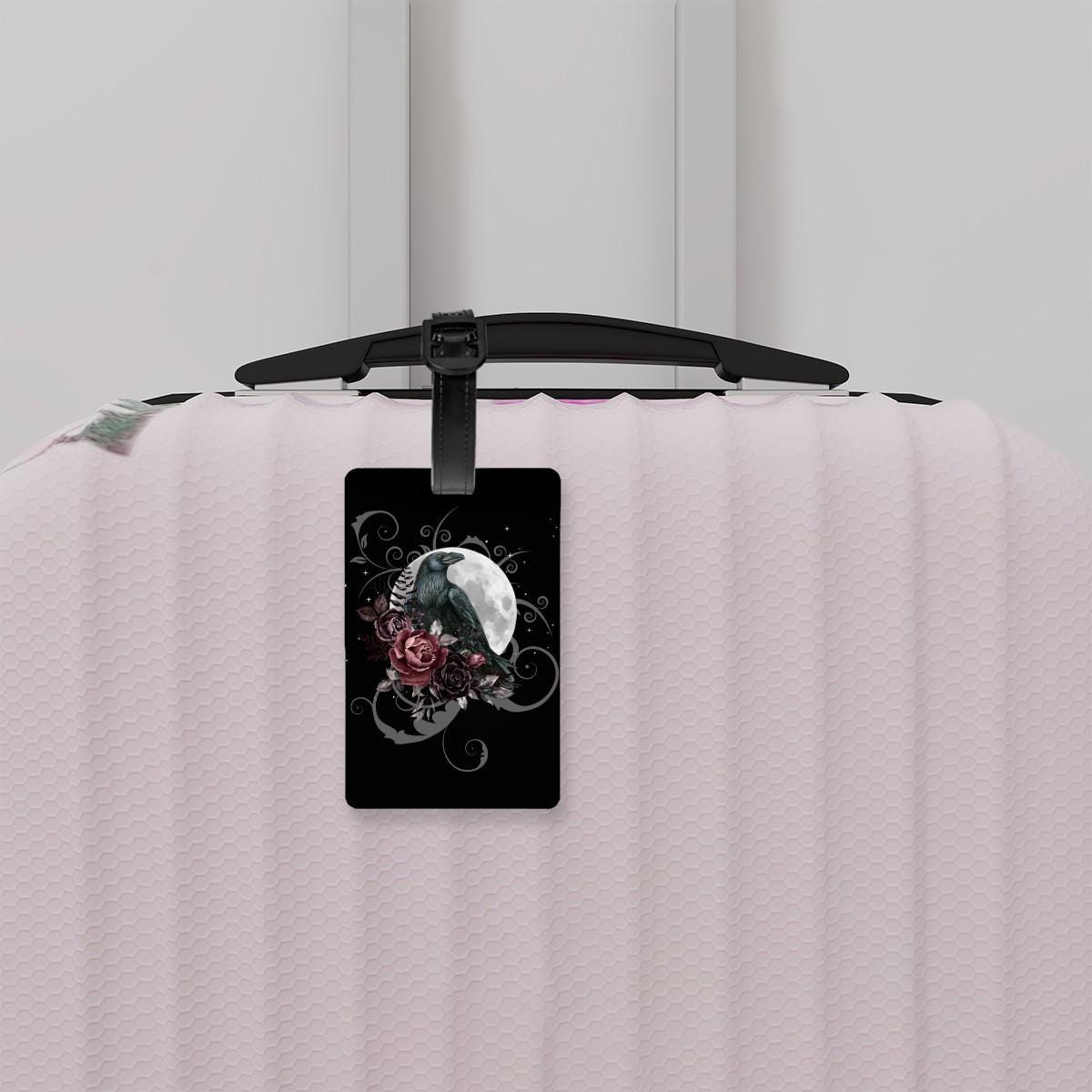 Gothic Travel Halloween Luggage Accessory Giftforher Mystical Crow Suitcase Tag Dark Academia Witch Essentials For the Holidays Solstice