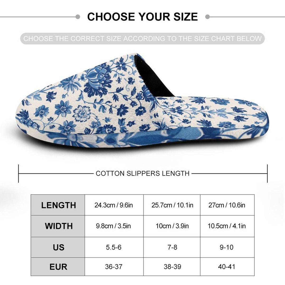 Cottagecore Blue Toile Flannel Slipper Chinoiserie Cotton Bridesmaid Gift Cute Couquette Something Blue Stylish Trendy Shoes for Women Mom
