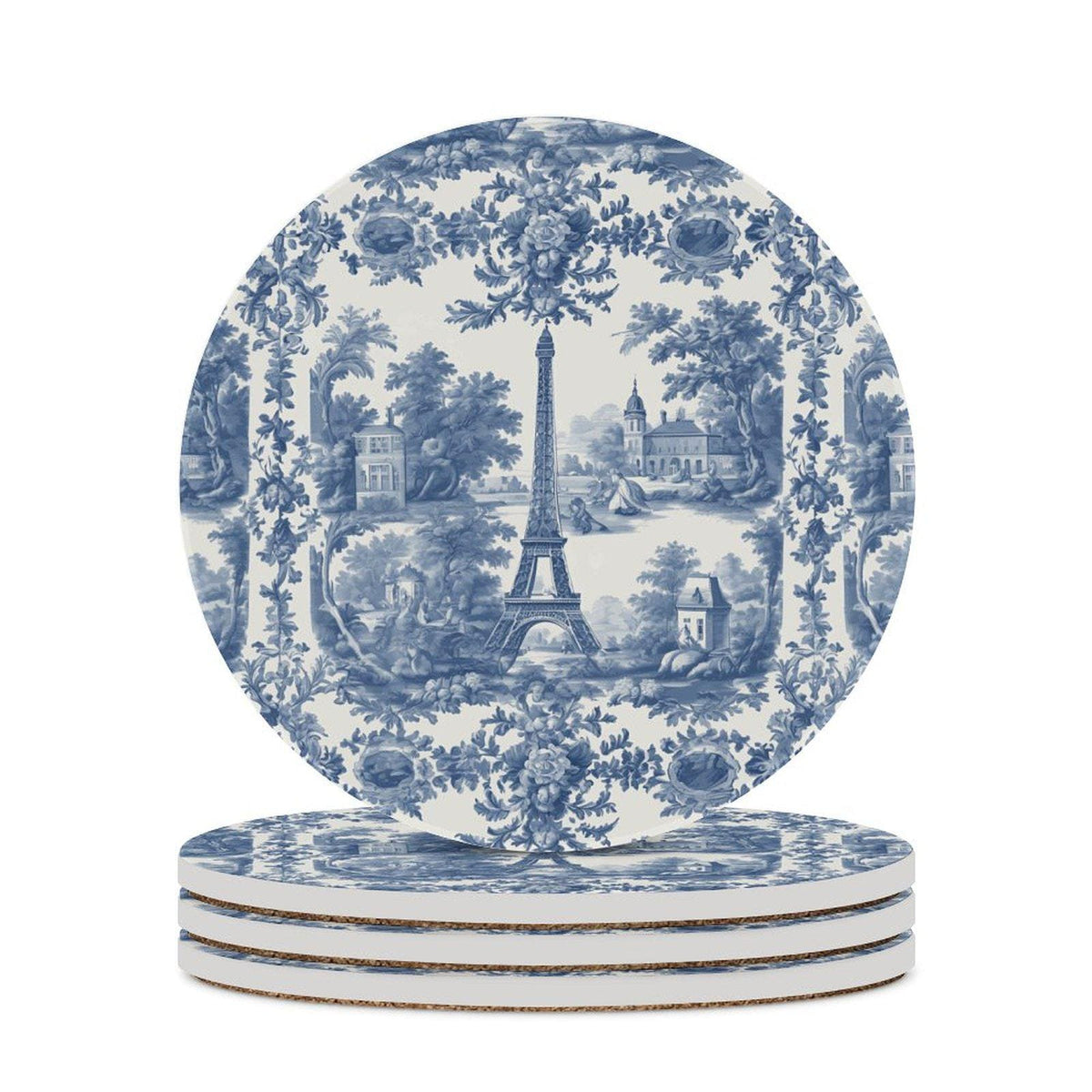 Grand Millennial Housewarming Gift Shabby Chic French Toile Ceramic Coaster Set Toile de Jouy Home Decor Birthday Gift For Garden Lover