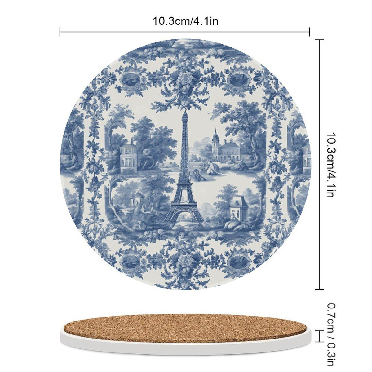 Grand Millennial Housewarming Gift Shabby Chic French Toile Ceramic Coaster Set Toile de Jouy Home Decor Birthday Gift For Garden Lover