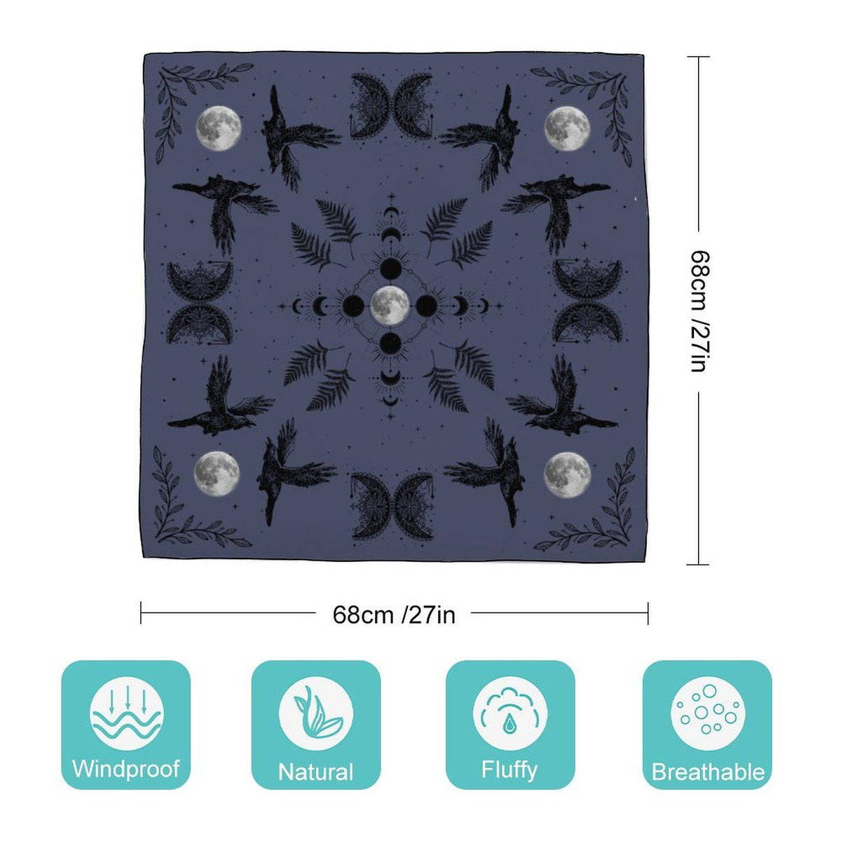 Magical Witch Square Gift for Mom Mystical Head Scarf for Gothic Halloween