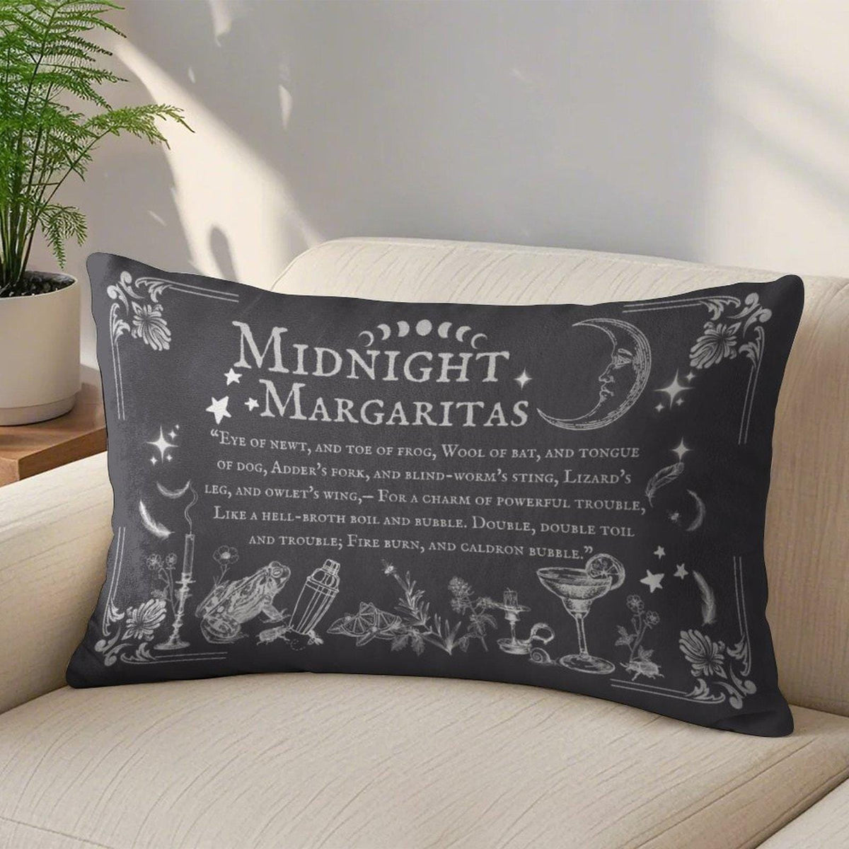 Witchy Halloween Vibes Home Gothic Decor Practical Magic Midnight Margaritas Velvet Pillowcase Witchcore Throw Gothic Pillowcase Giftforher