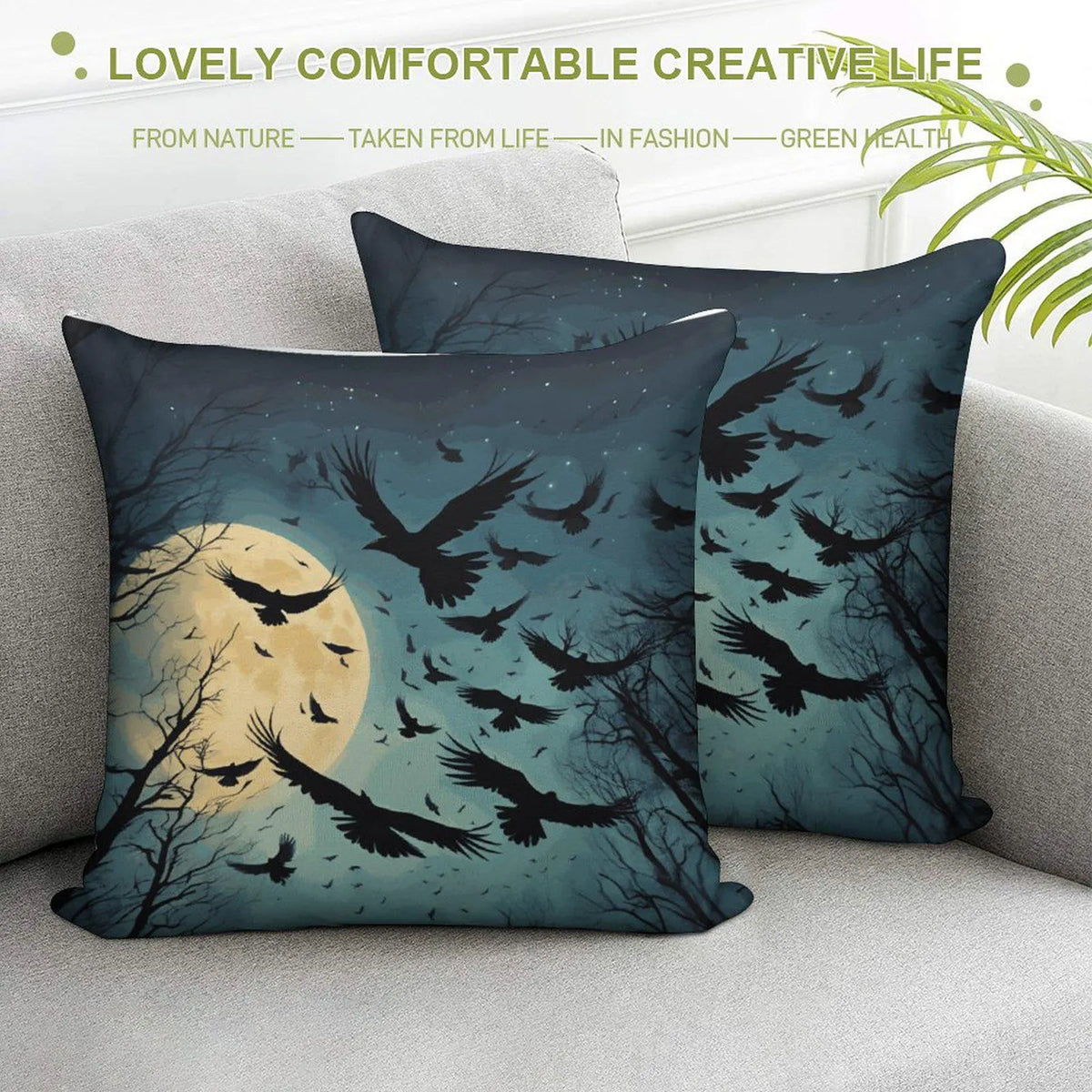 Midnight Crow Throw Pillow Cases