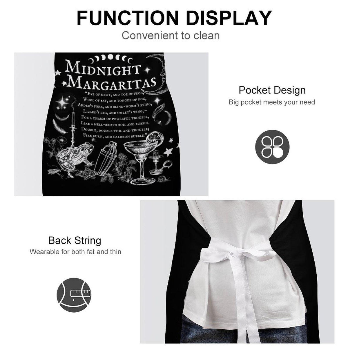 Witchy Spell apron for Cute Halloween Witch Gift Practical Magic Witchcore Essentials Midnight Margaritas Witchy Kitchen Accessory Gothic