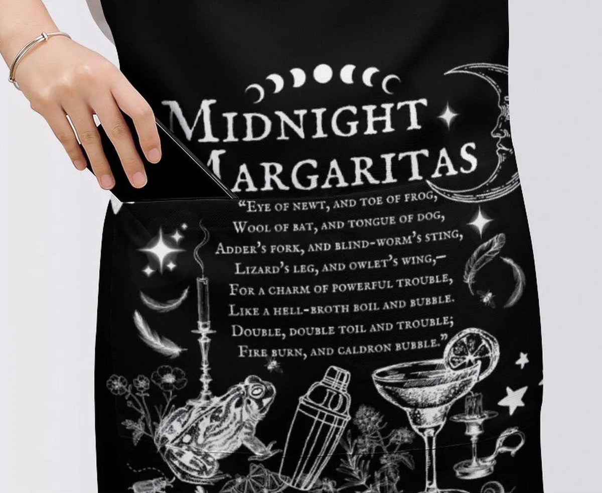 Witchy Spell apron for Cute Halloween Witch Gift Practical Magic Witchcore Essentials Midnight Margaritas Witchy Kitchen Accessory Gothic
