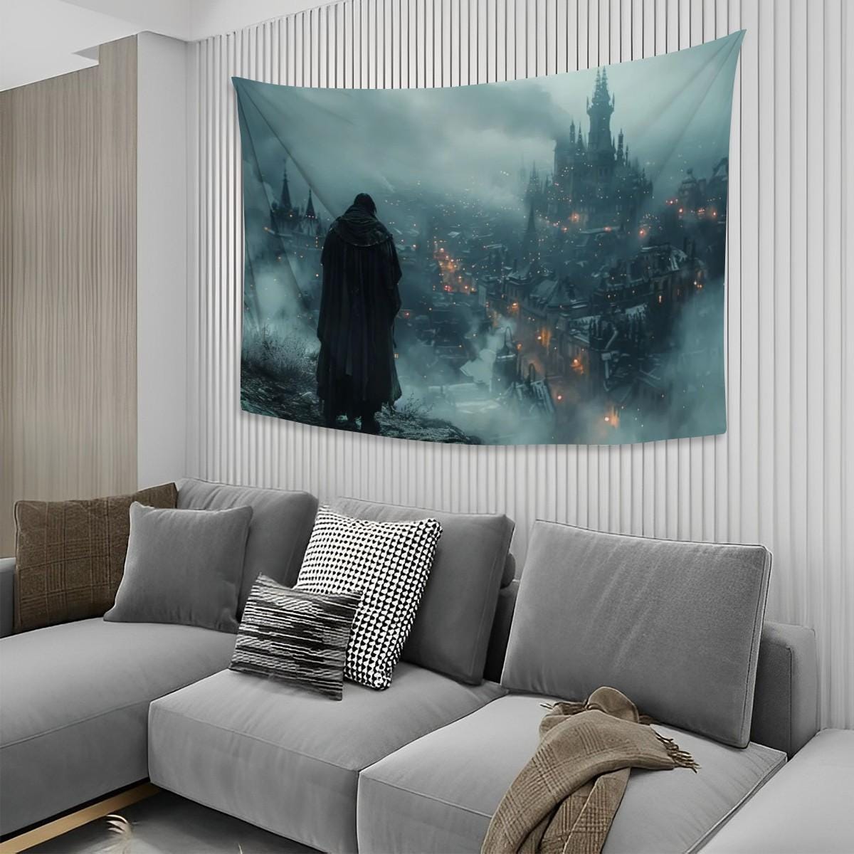 Elden Ring Goth City Tapestry for Teen Dark Academia Gothic Gamer Decor Dark Souls Fantasy Art Video Gamer Gift Wall Art Idea for Birthday