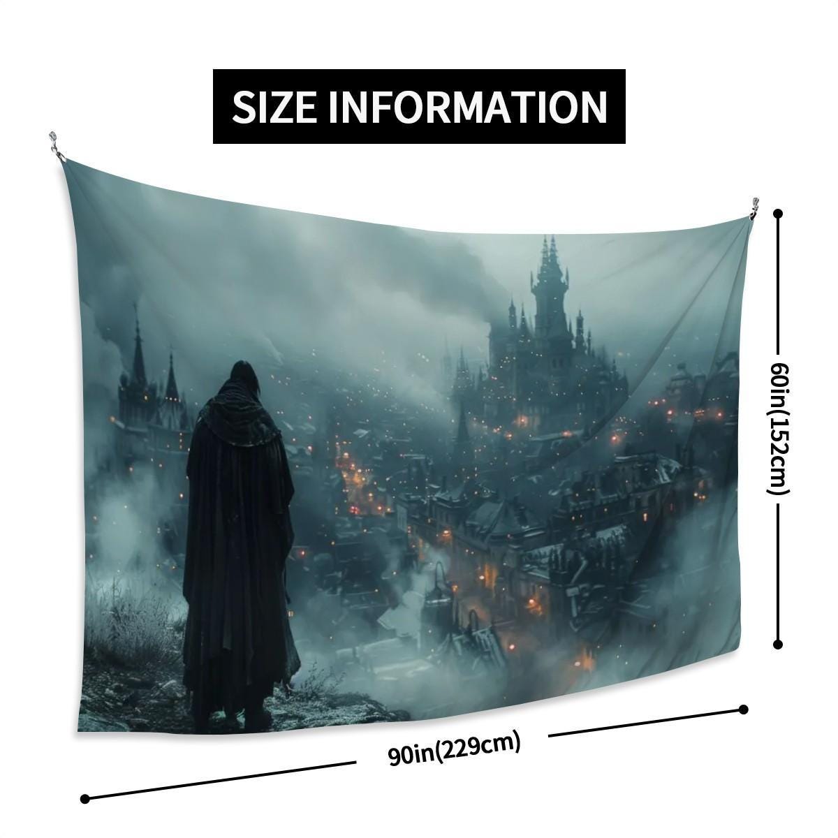 Elden Ring Goth City Tapestry for Teen Dark Academia Gothic Gamer Decor Dark Souls Fantasy Art Video Gamer Gift Wall Art Idea for Birthday