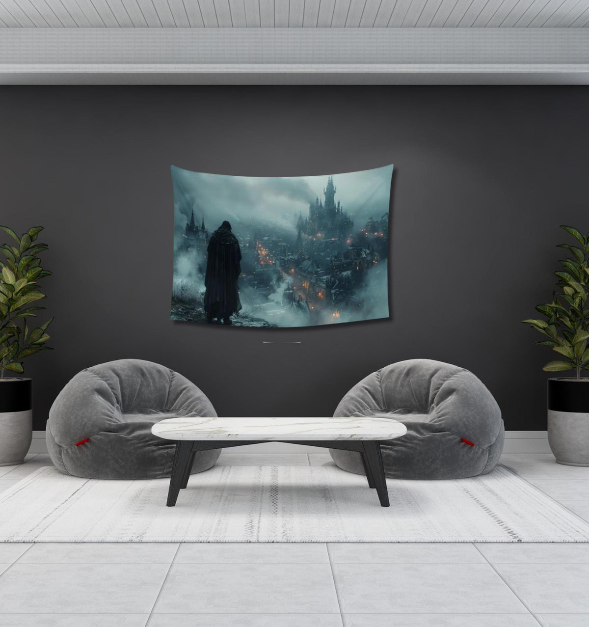 Elden Ring Goth City Tapestry for Teen Dark Academia Gothic Gamer Decor Dark Souls Fantasy Art Video Gamer Gift Wall Art Idea for Birthday
