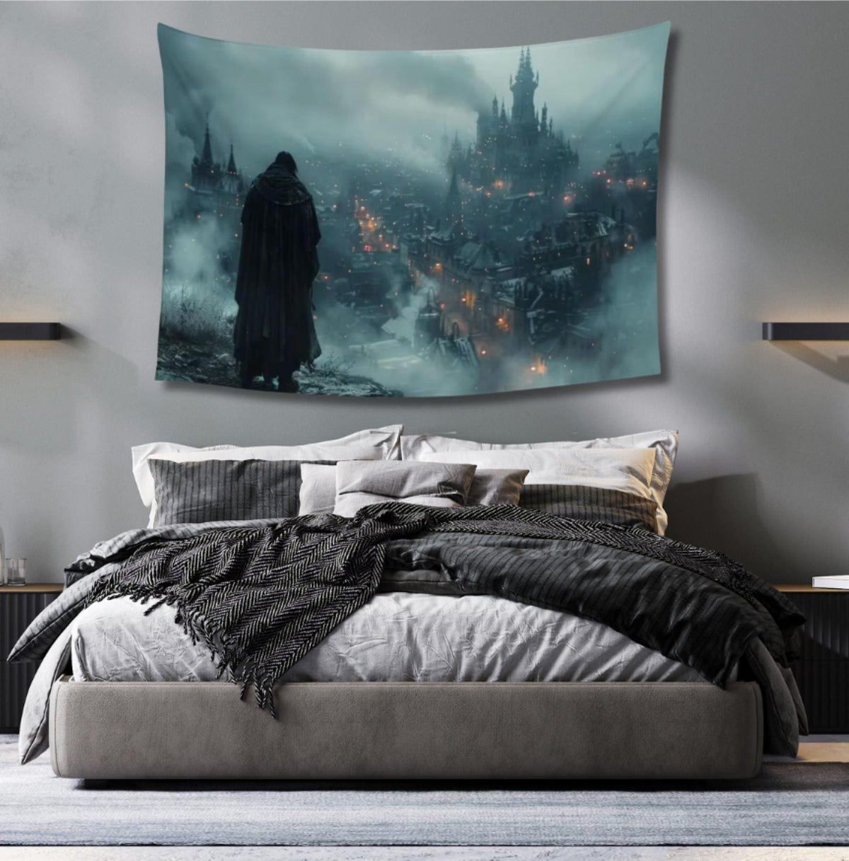 Elden Ring Goth City Tapestry for Teen Dark Academia Gothic Gamer Decor Dark Souls Fantasy Art Video Gamer Gift Wall Art Idea for Birthday